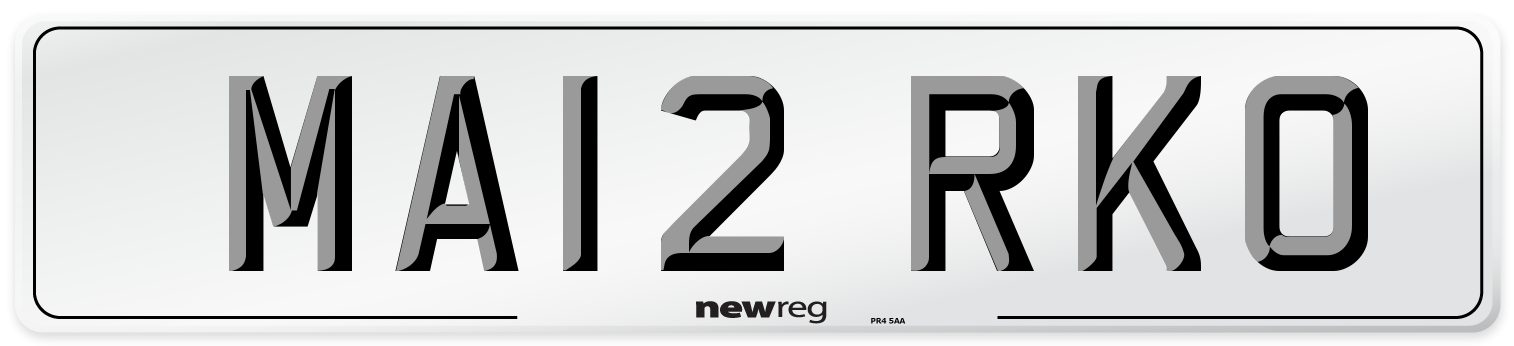 MA12 RKO Number Plate from New Reg